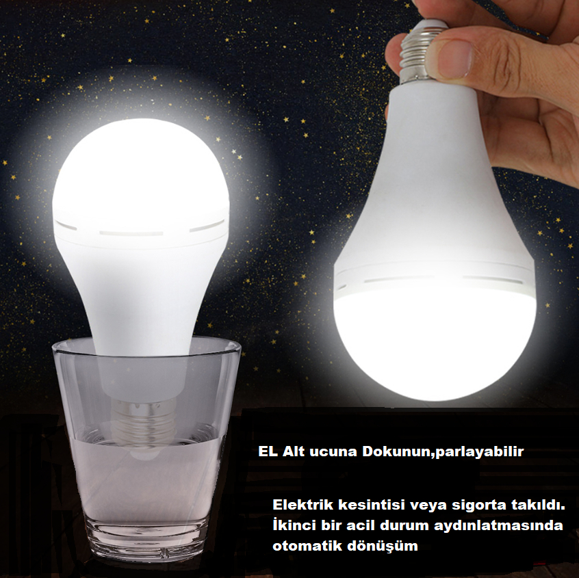  9W Şarjlı LED ampul ( Karanlık yok artık )